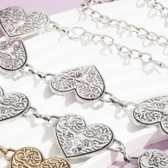 Intricate Bull Head Heart Chain Belt - Picture 3 of 3